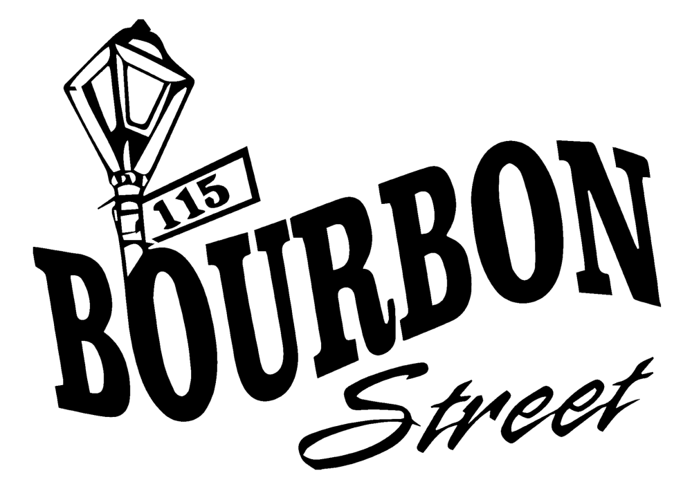 115 Bourbon Street black logo with outline